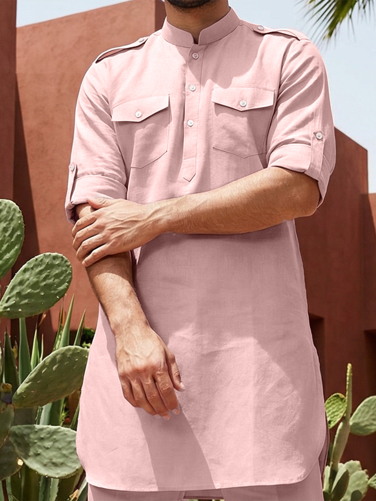 Onion brown elegant mandarin pathani ensemble