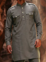 Black stylish mandarin neck pathani ensemble