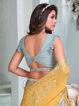 sky blue silk lehenga choli for wedding celebration