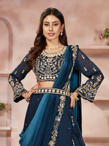 Navy georgette zardosi designer lehenga choli