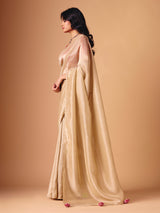 Beige tissue silk reception wear saree