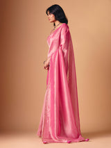 Pink tissue silk designer saree for reception