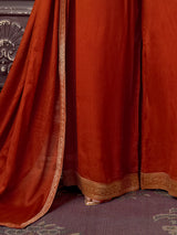 Rust orange silk embellished palazzo suit