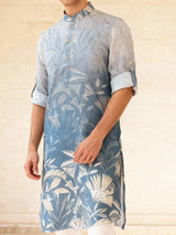 Blue shaded printed kurta pyjama set