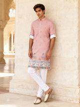 Onion pink heritage digital kurta set