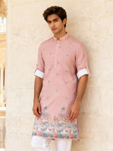 Onion pink heritage digital kurta set