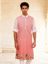 Shaded pink embellished kurta pyjama set