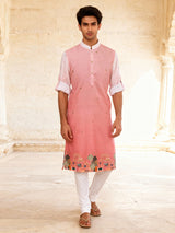 Shaded pink embellished kurta pyjama set