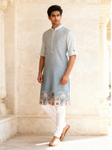 Shaded blue embellished kurta pyjama set