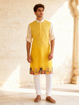 Yellow embellished festive kurta set