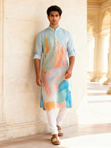 Blue digital printed festive kurta set