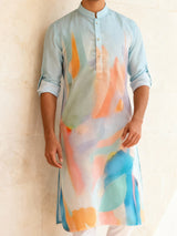 Blue digital printed festive kurta set