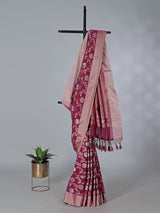 Rich wine art silk saree with classic zari detailing