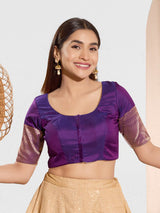 Purple zari tafeta silk ready made blouse