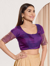Purple zari tafeta silk ready made blouse