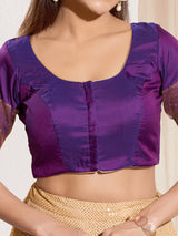 Purple zari tafeta silk ready made blouse