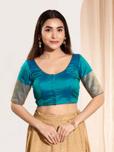 Aqua blue zari tafeta silk blouse