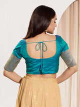 Aqua blue zari tafeta silk blouse