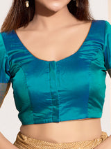 Aqua blue zari tafeta silk blouse