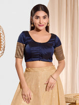Navy blue zari tafeta silk blouse