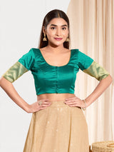 Rama green zari tafeta silk blouse