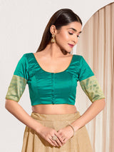 Rama green zari tafeta silk blouse