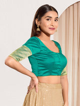 Rama green zari tafeta silk blouse