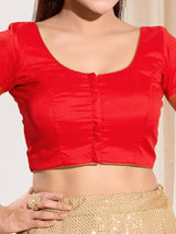 Red zari tafeta silk ready made blouse