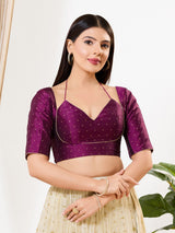 Purple zari brocade ready made blouse