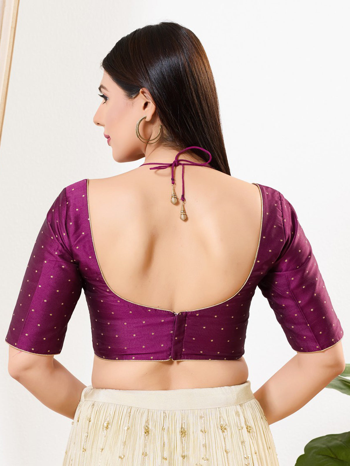 Purple zari brocade ready made blouse