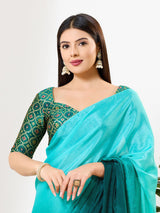 Rama green zari brocade sweetheart neck blouse