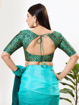 Rama green zari brocade sweetheart neck blouse