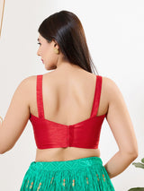 Red mulberry silk sweetheart neck blouse