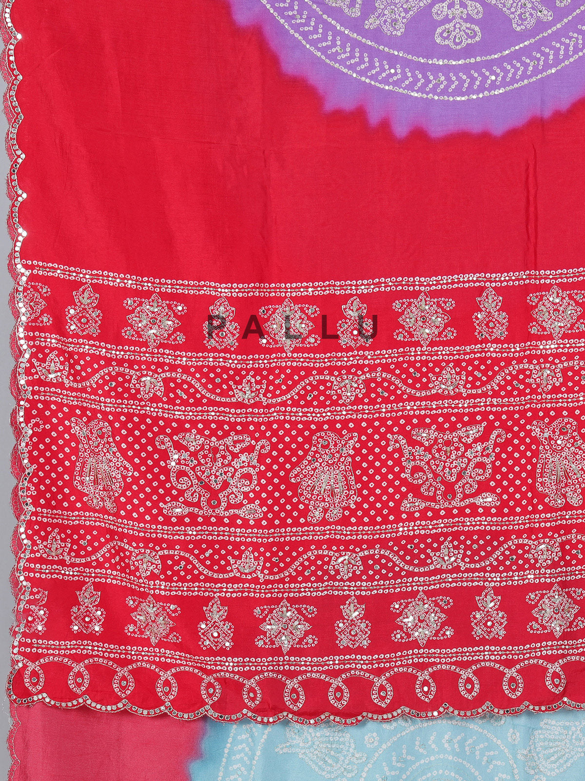 Red bandhej printed muslin silk festive saree