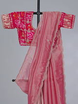 Pastel pink tissue silk designer saree