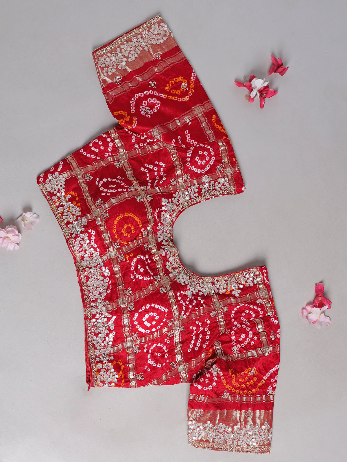 Peach tissue silk gota and zardosi work saree