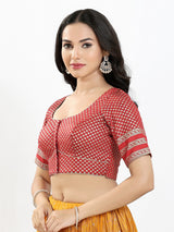 Maroon zari brocade front open blouse
