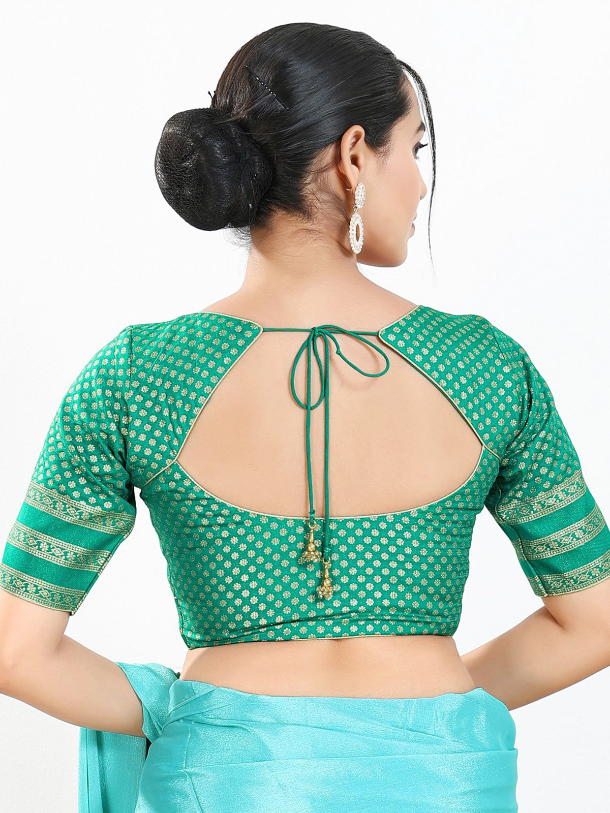 Rama green zari brocade festive blouse