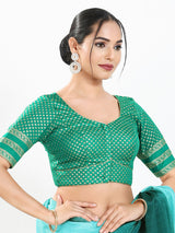 Rama green zari brocade festive blouse