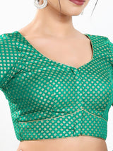 Rama green zari brocade festive blouse