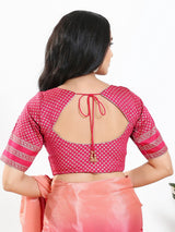 South pink zari brocade front open blouse