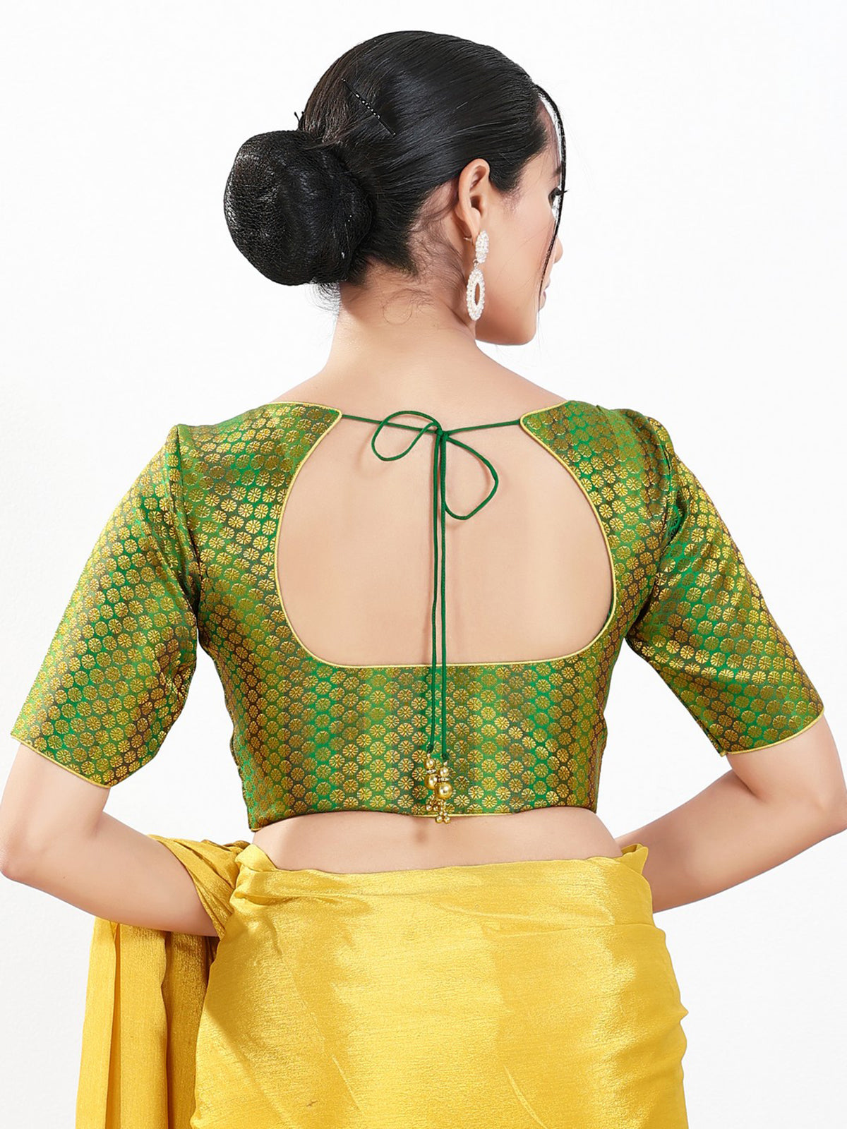 Green zari brocade sweetheart neck festive blouse