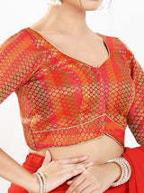 Red zari brocade sweetheart neck wedding blouse