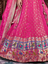 Rani pink banarasi silk wedding wear lehenga choli