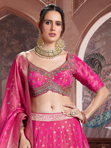 Rani pink banarasi silk wedding wear lehenga choli