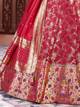 Maroon banarasi silk mirror work lehenga choli