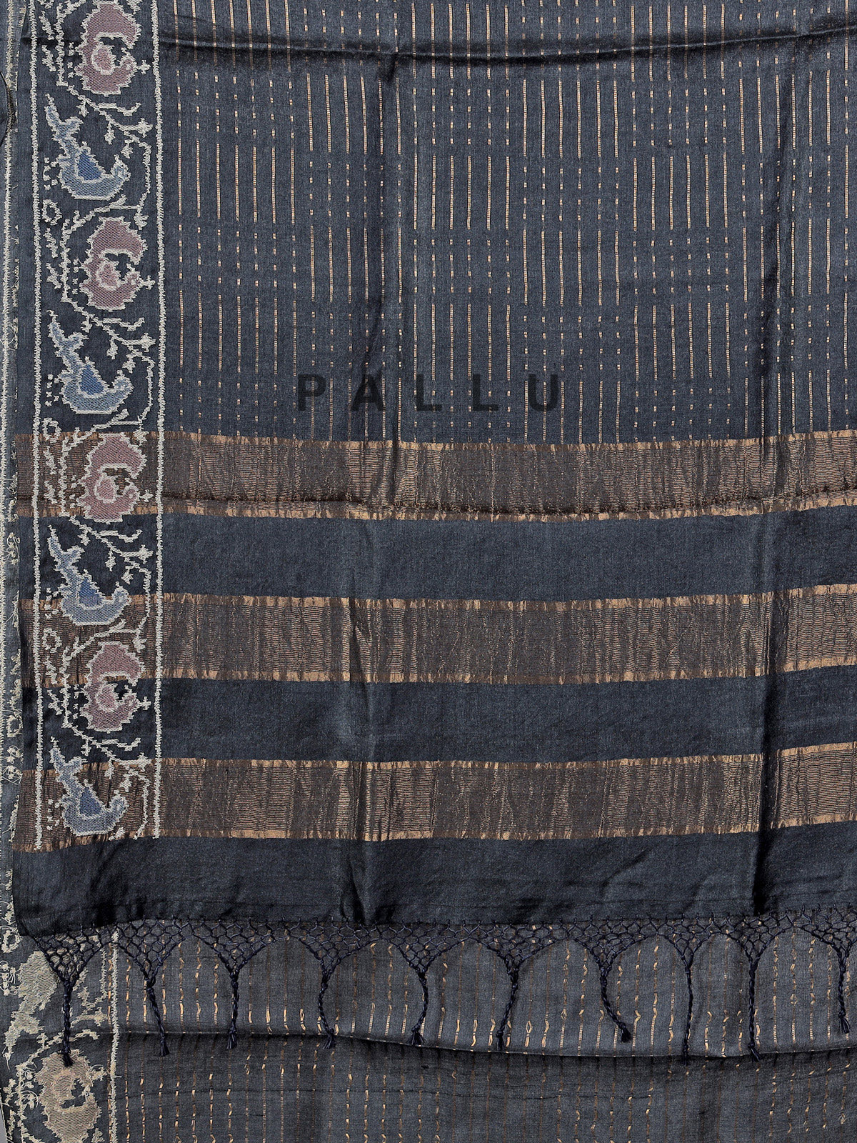 Black art tusser silk patola print border saree