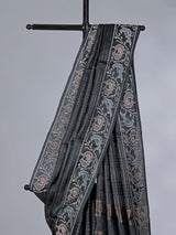 Black art tusser silk patola print border saree