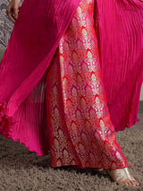 Rani pink silk embellished palazzo suit