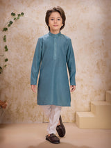 Blue cotton silk elegant kurta suit